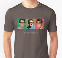 David Richardson Buddy Holly Triptychon T-Shirt, as seen on Redbubble
