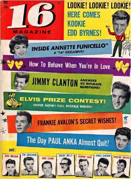 July 1959 '16' US magazine, featuring Buddy, Ritchie & The Big Bopper