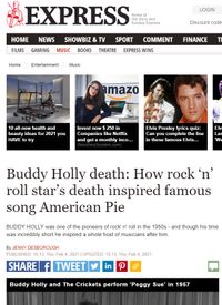 Daily and Sunday Express (UK) remember the Day The Music Died 2021