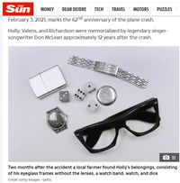 About the Day the Music Died, The Sun (UK), Feb 3, 2021