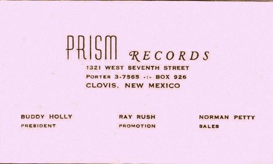 PRISM RECORDS BUSINESS CARD