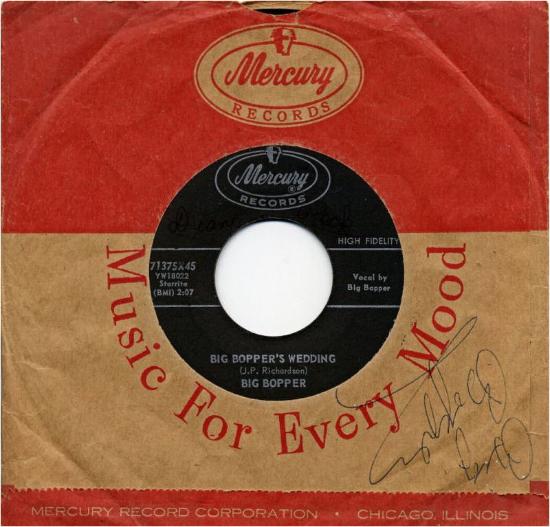 MERCURY 71375 in it's sleeve. Sleeve signed by Big Bopper