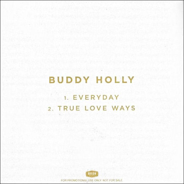 DECCA  ‘Everyday / True Love Ways’  Promo  CD