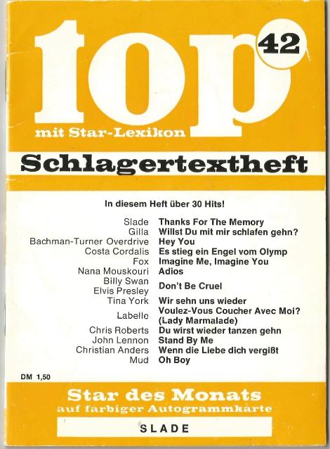 top # 42 Schlagertextheft, Deutschland