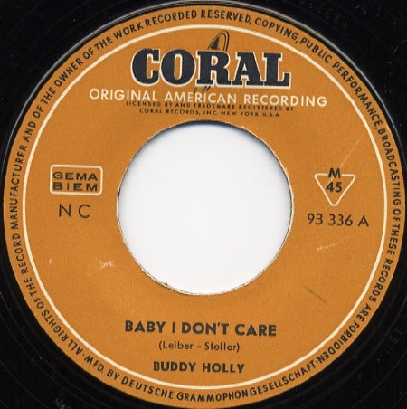 Baby I Don't Care - Buddy Holly - German Pressing
