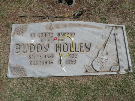 Buddy Holly's grave in the April sun 