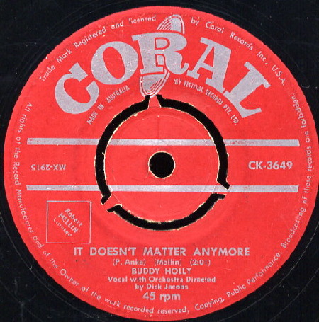 IT DOESN'T MATTER ANYMORE Buddy Holly