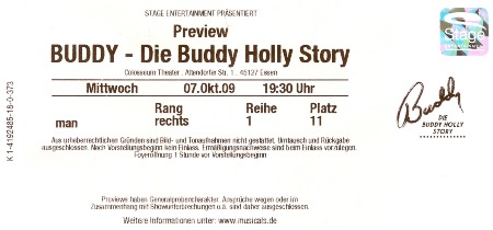 Eintrittskarte BUDDY 7.10.2009