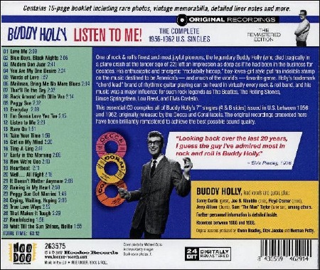 BUDDY HOLLY - LISTEN TO ME - The Complete 1956 - 1962 U.S. Singles - The Remastered Edition