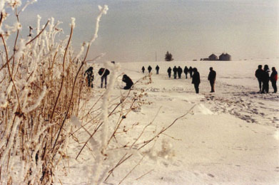 The crash site before the ground was fenced in.